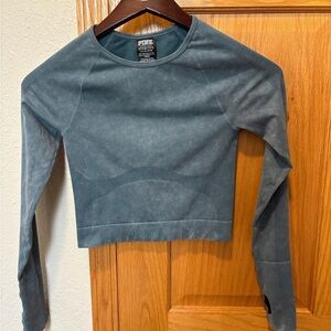 Women’s PINK Victoria's Secret Blue Long Sleeve Crop Top Size Small